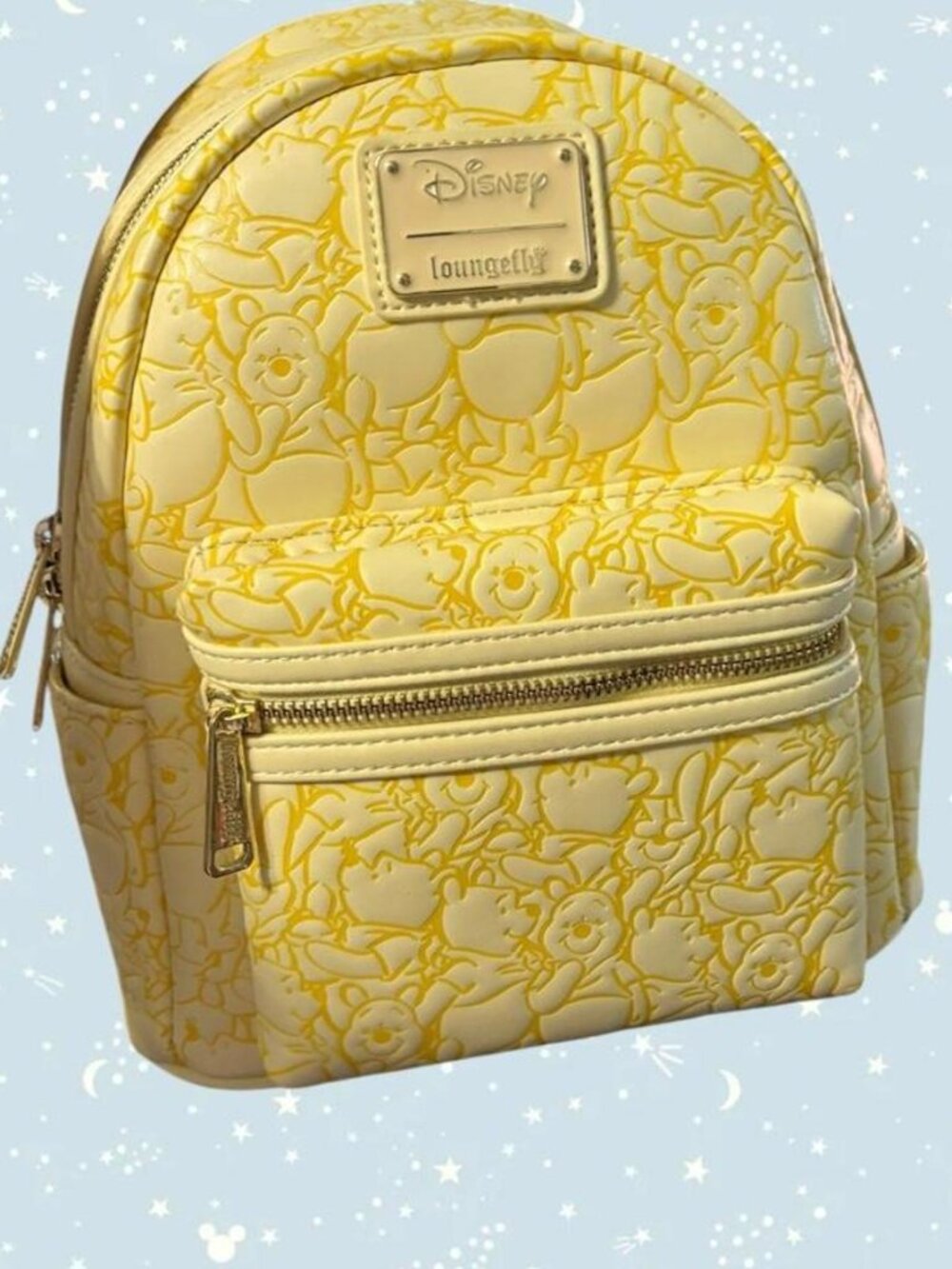 Rare Loungefly Disney Winnie the Pooh embossed pastel yellow mini backpack